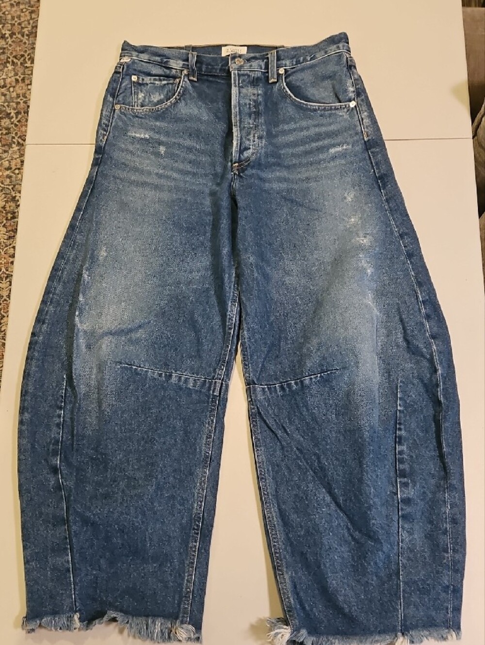 Free People's Citizens Of Humanity Barrel Distressed Indigo Relaxed Jeans0239
